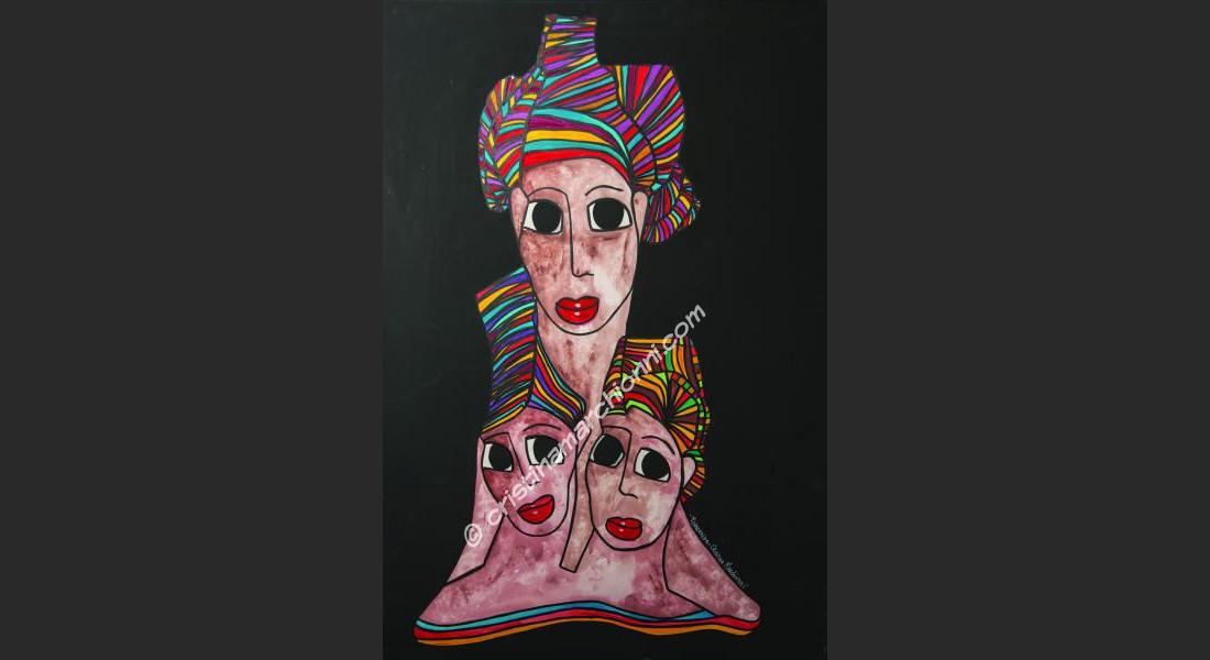 "My twin sister" - 90x70 tecnica mista olio su tela | cristinamarchionni.com